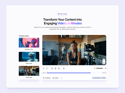 Video Creation section branding design illustration ui ux web design website