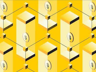 Stablecoin pattern cryptography glass illustration isometric network pattern vector yellow