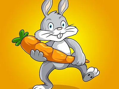 Cute bunnies holding carrot with gradient background 3d graphic design ui