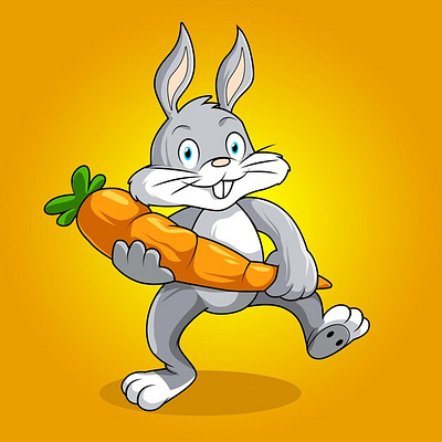 Cute bunnies holding carrot with gradient background 3d graphic design ui