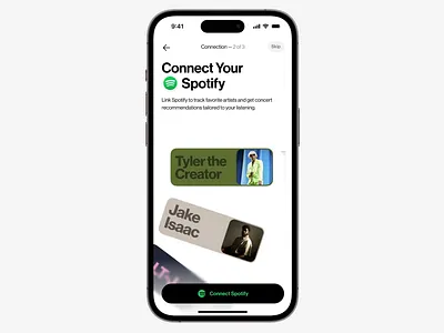 connect your Spotify / interaction app card figma ios iphone mockup music onboarding progressbar prototyping slider spotify