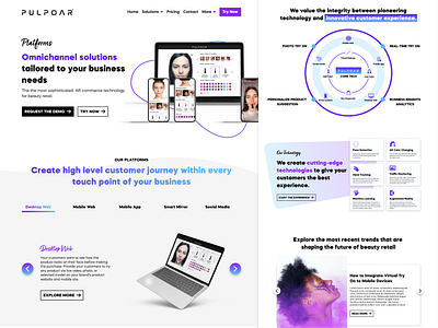 Pulpoar Virtual Try On Landing Page arcommerce beauty branding design graphic design illustration makeup typography ui virtualtryon websitedesign