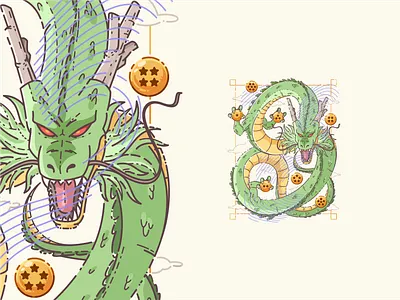 Dragon Ball: Shenron dragon anime balls branding design dragon dragon ball eternal dragon goku graphic design icon set illustration manga mocup poster power shenron star star ball vector wish