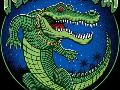 "Outlaw Country" T-shirt illustration alligator animal apparel branding florida gator illustration illustrations lizard logo silkscreen swamp t shirt vector vector art