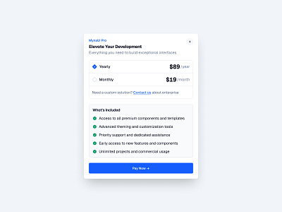 Subscription Dialog 💳 design dialog list minimal modal plans popup pricing saas ui web design