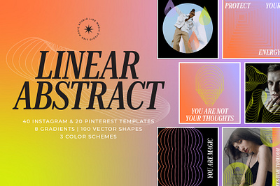 Linear Abstract | Social Templates branding design futuristic gradient instagram line art modern pinterest template typography vector