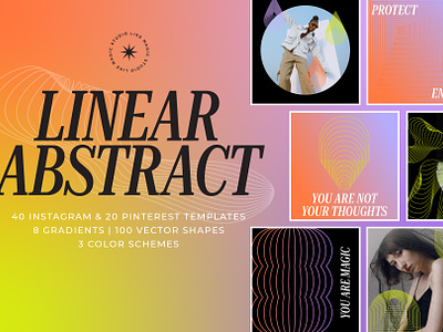 Linear Abstract | Social Templates branding design futuristic gradient instagram line art modern pinterest template typography vector
