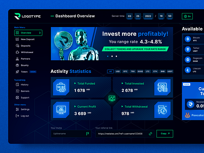 Dashboard Crypto Tool blockchain create account crypto dashboard investment project nft registration form sign in sign up token webdesign