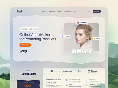 Online Video Maker Website clean website design futuristic futuristic web design interactive web design modern website design online video maker website product design ui design uiroll uiux video editing website video platform web application web apps web uiux website design