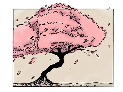 Sakura tree adobe design graphic design illustration