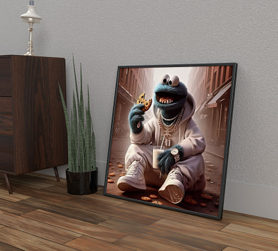 XXL Acrylic Glass Print | AI Art - "Cookie Monster x NIKE" ai art art branding design digital art graphic design paintings print