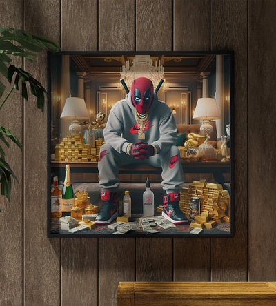 XXL Acrylic Glass Print | AI Art - "Deathpool x NIKE" ai art art branding deadpool design digital art graphic design nike paintings print