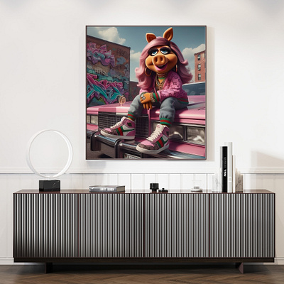 XXL Acrylic Glass Print | AI Art - "Miss Piggy x Gucci" ai art art branding design digital art graphic design miss piggy paintings print