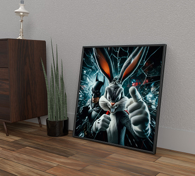 XXL Acrylic Glass Print | AI Art - "Batman & Bugs Bunny" ai ai art art batman branding bugs bunny design digital art graphic design paintings print