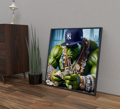 XXL Acrylic Glass Print | AI Art - "The Hulk Gangstah" ai ai art art branding digital art graphic design paintings print the hulk