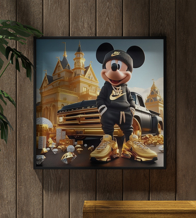 XXL Acrylic Glass Print | AI Art - "Mickey Mouse x NIKE" ai ai art art branding design digital art graphic design mickey mouse nike paintings print