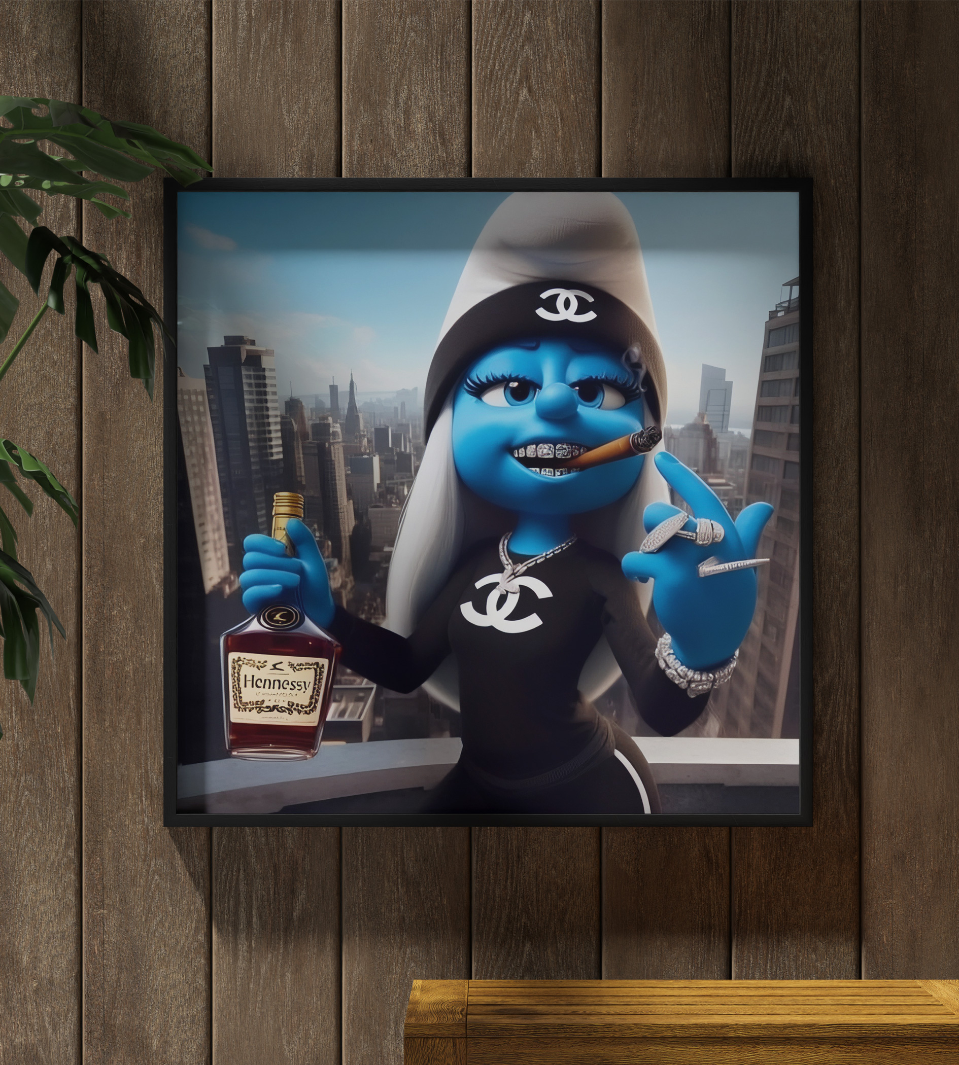 XXL Acrylic Glass Print | AI Art - "Smurfess x Chanel" ai ai art art branding chanel design digital art graphic design paintings print smurfess the smurfs