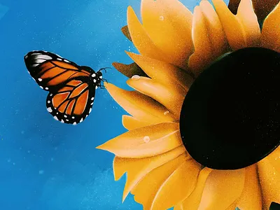 Sunflower 🌻 butterfly flower gradients graphic design illustration summer sun sunflower vibe