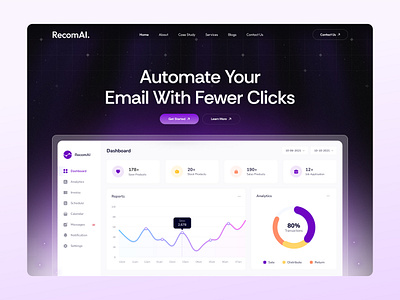 RecomAI - Modern Header Design automation flat shariful trendy typography ui ux