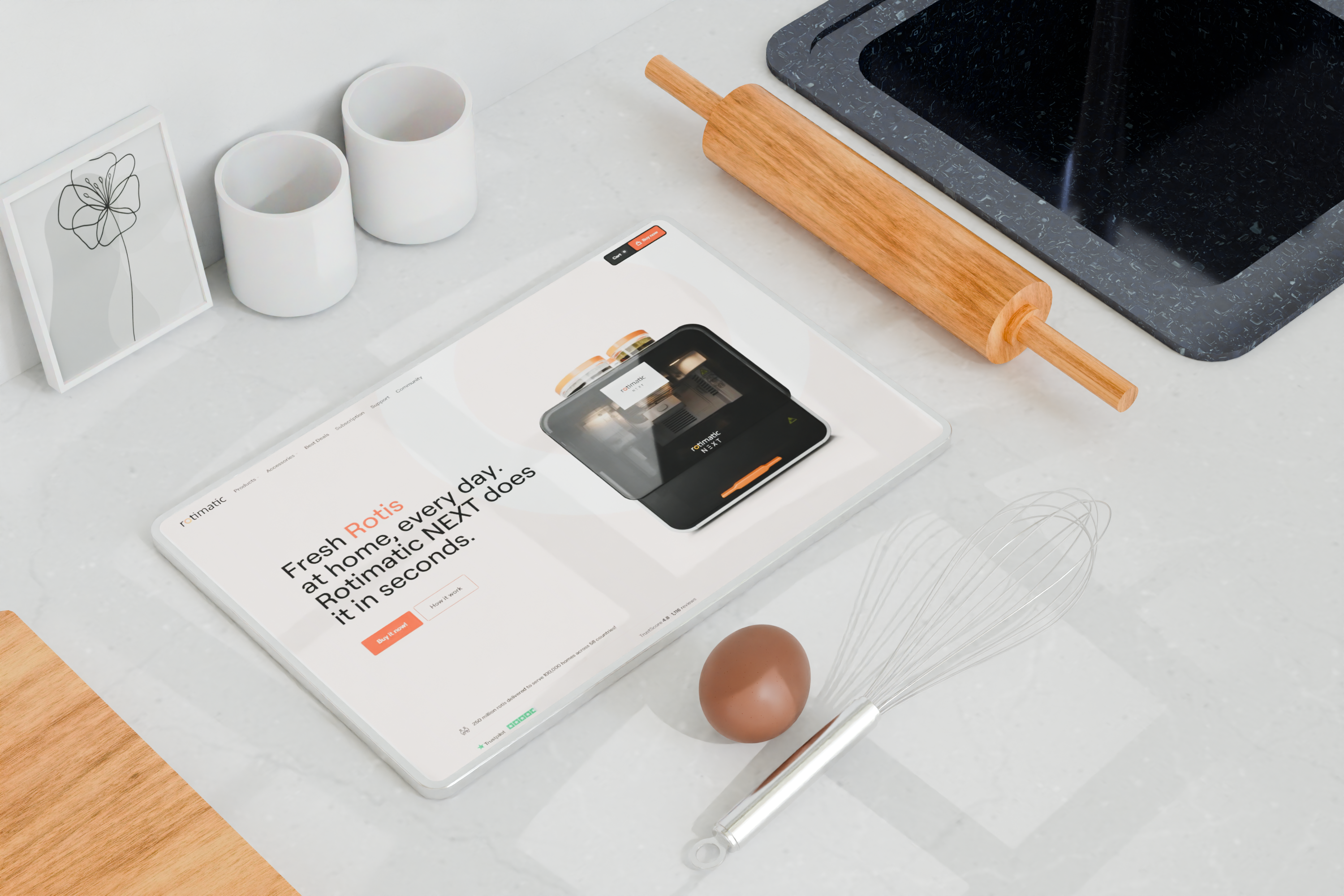 Minimalist 3D Kitchen Appliance Mockup | Rotimatic Concept 3d 3d modeling 3d render appliance cgi design inspiration industrial design kitchen mockup packaging design product design realistic 3d rendering visualization