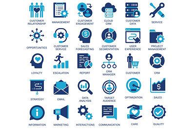 CRM Icons app concept crm customer design duotone flat icon icons illustration logo management mobile relationship site solid ui vector web website