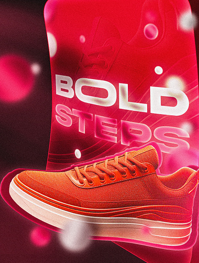 Bold Steps - Social Media Design / Instagram Portrait Artwork 3d adobe photoshop art artwork blender design facebook graphic design instagram modern particles photoshop post red shoe shoes social media