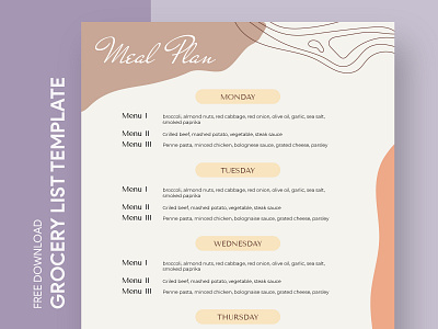 Weekly Meal Planner With Grocery List Free Google Docs Template doc docs document food google grocery list meal menu ms planner print printing shopping template templates word