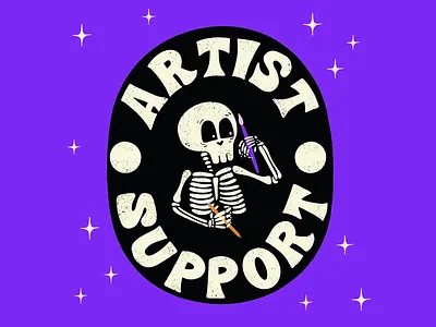 Artist Support Skeleton - Graphic Design artist support artistic design bold typography color match colorful creative creativity design digital art graphic design oval oval shape purple background skeleton skeleton illustration typo typographic design typography vibrant white letters