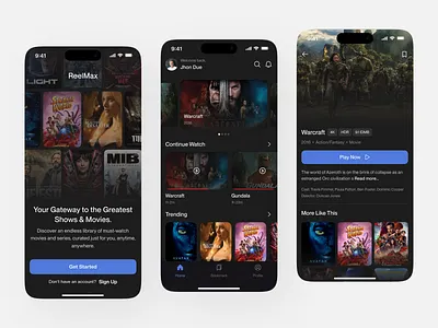 Movie Streaming Mobile App app chart clean dark design fireart ios movie online streaming ui ux