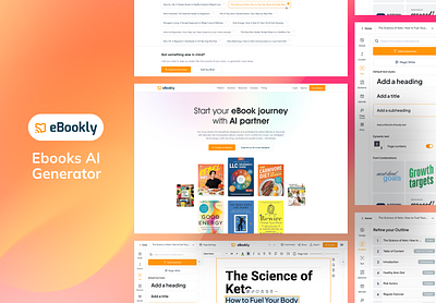 eBookly ai book generator ai design branding dashboard ui