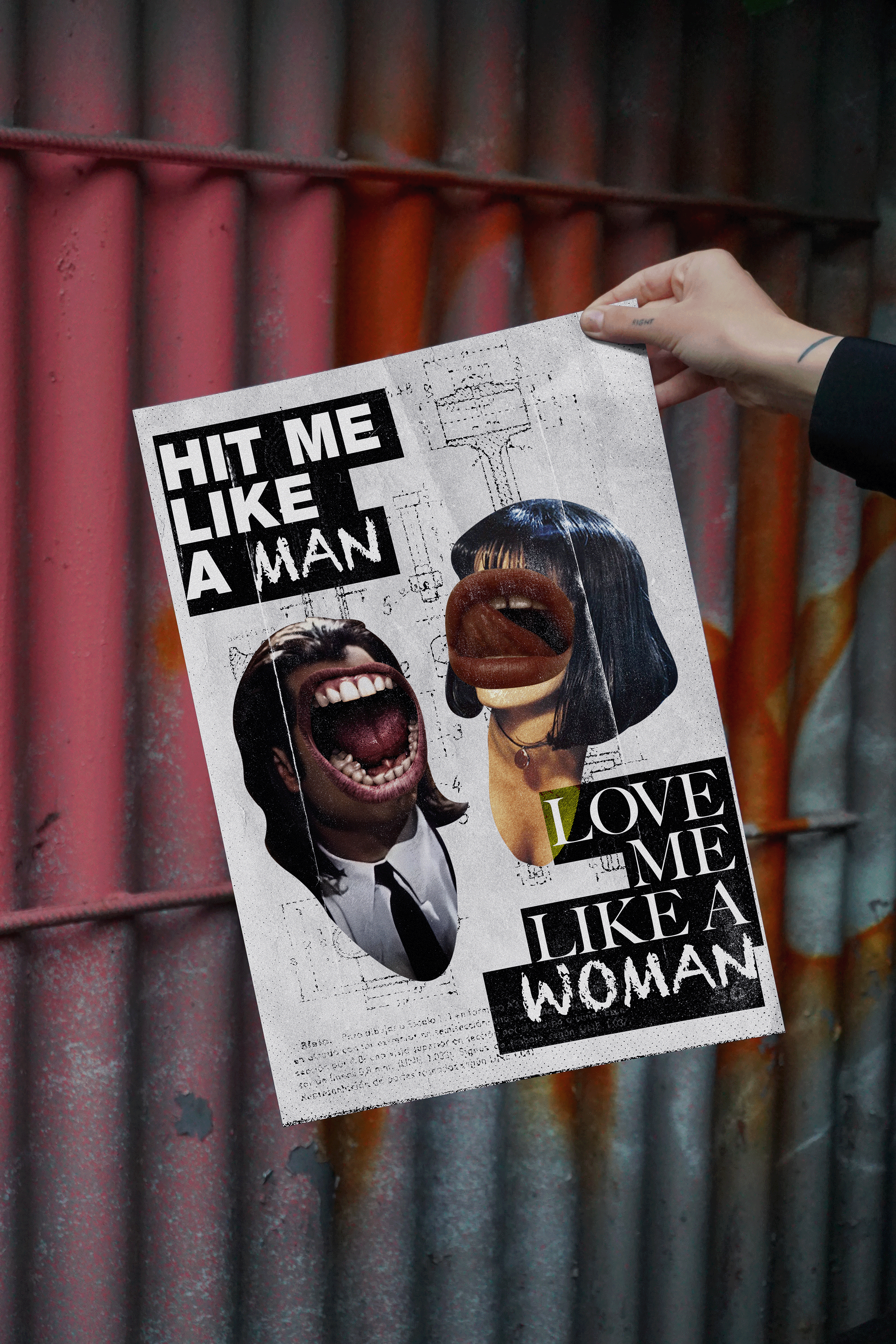 Grunge Poster Design art artist banner branding collage design digital art graphic design grunge hate illustration love man poster surrealism texture violence woman