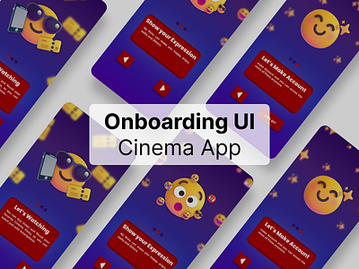 Onboarding Cinema App 3d app design onboarding ui