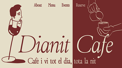 Cafe landing page design cafe coffee coffee shop graphic design illustration web design wine wine bar