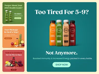 PUR Cold Pressed Juice | Meta Ads ad branding cta delivery design facebook graphic design health health goals health journey juice juice cleanse juice cleanser meta meta ads meta strategy shipping shop now social strategy subscribe now