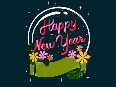 Happy New Year Illustration art artwork celebration art colorful creativity creative digital illustration floral design flowers fresh start happy new year holiday vibes illustration joyful magical design modern new beginning new year vibes painting seasonal artwork winter magic