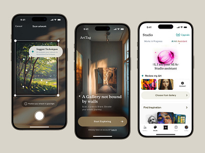 ArtTag - Art Studio Assistant ai ai assistant app design art assistant camera digital gallery mobile mobile app mockup product design scan siri ui