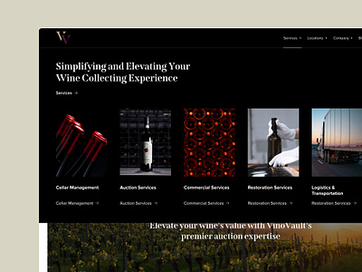 VinoVault — Wine Storage & Logistics dropdown logistics luxury menu storage vin wine winery