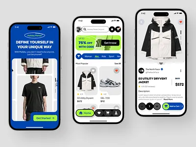 Mallzku- Fashion E-commerce Shopping Mobile App app blue bold clean e commerce fashion green marketplace mobile mobile app modern shop store streetwear ui ui design uiux uiux design ux vektora