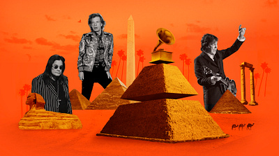 Rock n roll Grammys beatles collage grammys icons monuments music ozzy osbourne pyramid rock rock n roll roll rolling stones sphinx