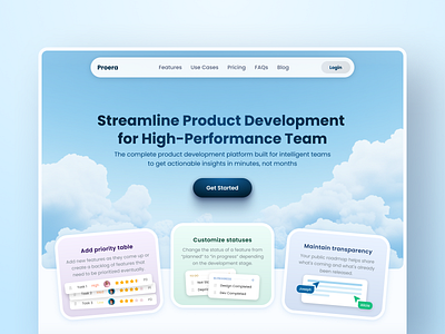 Productivity tool landing page bento blue cards cloud collaboration concept features cards grid home landing page mockup multicolor navigation productivity rating rearrange saas status ui web design