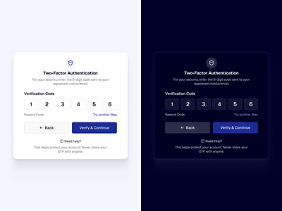 Light & Dark Two Factor Authentication (2FA) Modal digitaldesign ui