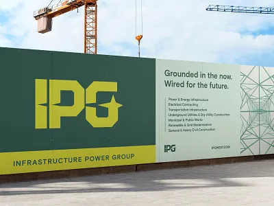 IPG Logo + Branding bold brand current electricity energy flash geometry ipg lattice logo power transmission tower utah west