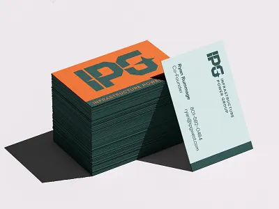 IPG Business Card (Infrastructure Power Group) bold branding business card current electricity flash green ipg logo orange power star