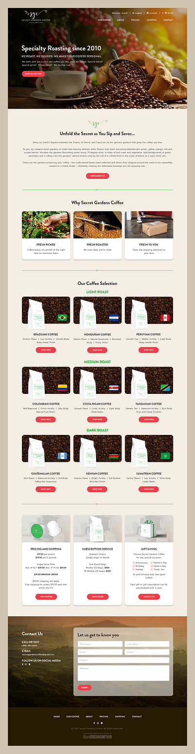 Secret Gardens Coffee // Web Design coffee coffee shop coffee web design ecommerce web design product web design retail web design