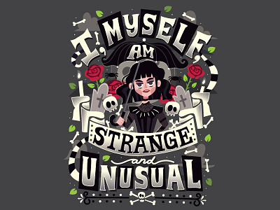 Strange and Unusual beetlejuice broadway character art design digital flat design hand lettering handwritten type illustration lettering lydia deetz musical theater typography