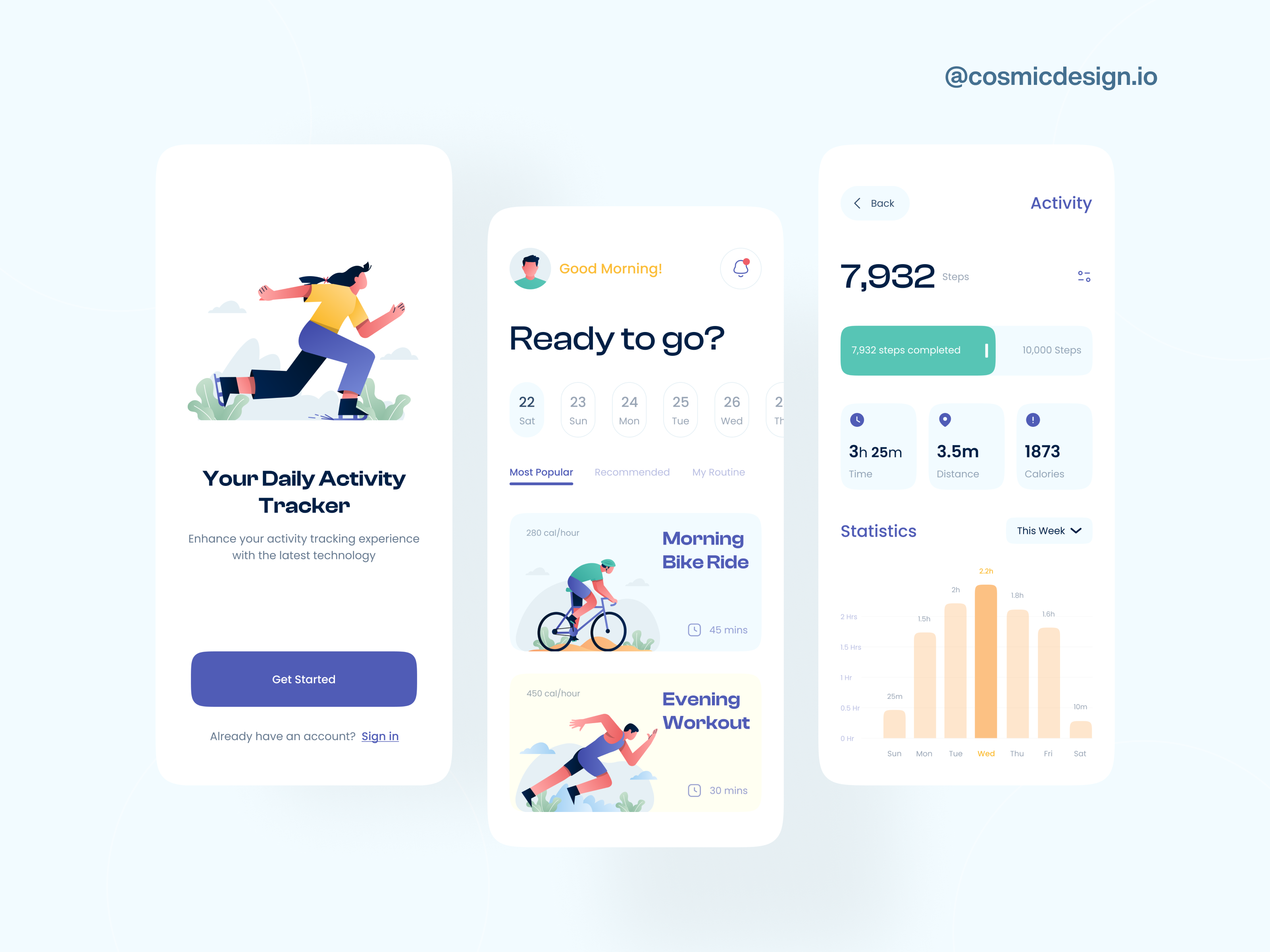 Activity Tracker App UI Concept by Cosmic on Dribbble