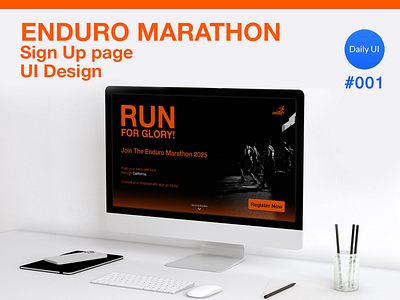 Sign Up UI Design for Enduro Marathon - Daily UI #001 dailyui figmadesign formdesign graphic design landing page landingpage signuppage ui uidesign userexperience userinterface ux uxdesign web webdesign