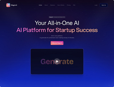 MagicAi Hero Redesign 🎊 ai clean dark design hero landing page modern ui ux