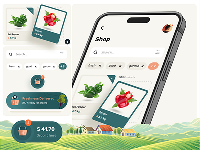 Freshness mobile app creative design eccomerce freshness mobile mobile design nature ui uidesign ux