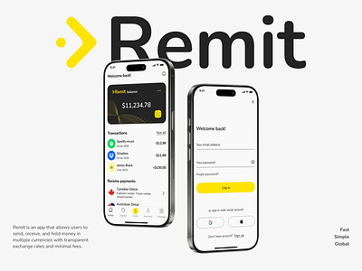 Remit - Finance Mobile App appdesign banking designtrends digitalpayment financeapp fintech fintechdesign interectiondesign mobileapp moneytransfer neobank productdesign ui ux walletapp